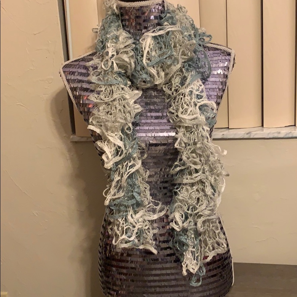 Lacey, Sparkly Scarf in Shades of a Rainy Sky!